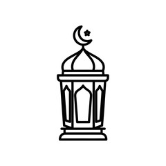 Islamic Lantern Icon with Crescent Moon and Star - Ramadan Decoration