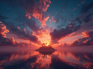 Sunset over calm waters