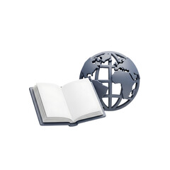 Open book and globe symbolizing global knowledge