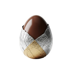Chocolate egg unwrapped from foil packaging
