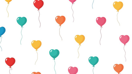Colorful Heart Balloons Floating on a White Background for Celebrations and Joyful Events
