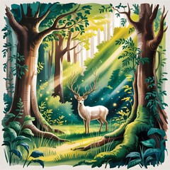  vector illustration of a green forest