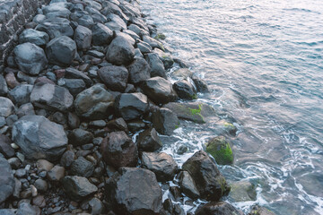 huge pebbles on the shore