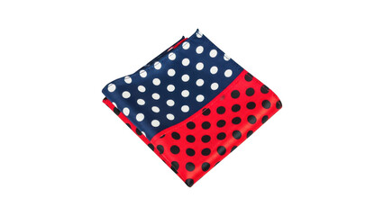 Colorful polka dot fabric with red and blue sections isolated on transparent background