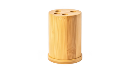 Wooden cylindrical object with holes on top isolated on transparent background