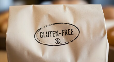 A "Gluten-Free" stamp on a bakery bag.