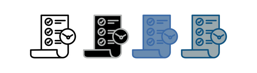 
Plan icon set multiple style collection with document paper design, check mark and clock