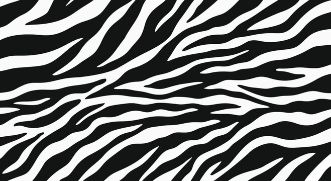 Classic black and white tiger stripe pattern, Minimalist zebra skin texture background, Black and white wild cat stripes