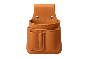 Leather tool pouch for craftsmen with transparent background