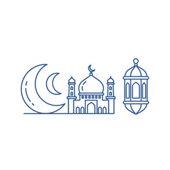 Fototapeta premium Islamic Mosque Crescent Moon and Lantern Line Art Icon