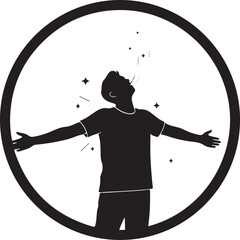 Human silhouette inside circle frame, logo-ready