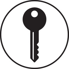Key silhouette, security concept, clean vector.