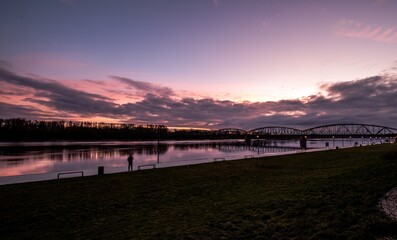 sundown, woda, niebo, krajobraz, rzeka