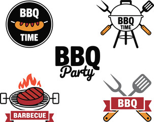 barbecue themed logos and icons vibrant collection set of for outdoor events and parties