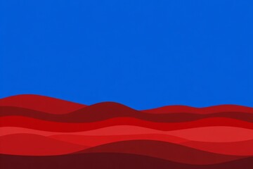 Abstract Red Hills with Blue Sky in Minimalist Style