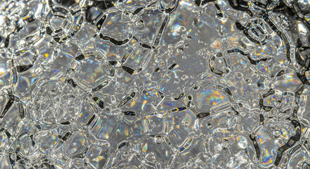 Rough asphalt texture with macro water drops on a gray granite stone surface and weathered concrete wall background