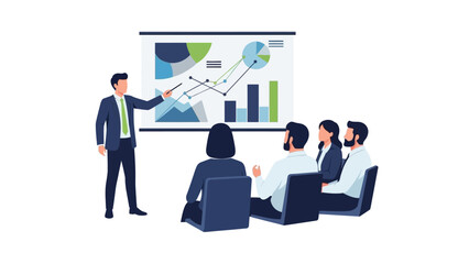 Fototapeta premium Business Presentation A Team Engaged in a Data-Driven Analysis and Strategic Discussion