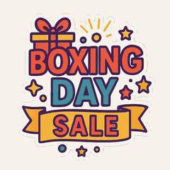 Boxing Day Sale &ndash; Colorful Promotional Graphic with Gift Box and Festive Elements