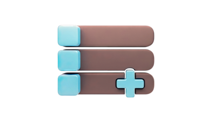 3D List Items with Plus Icon