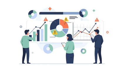 Business Team Analyzing Data and Charts A Digital Illustration of Analytics and Strategy