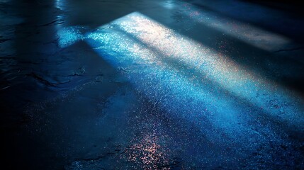 Dramatic indoor lighting creating a dynamic play of shadows and illuminated surface