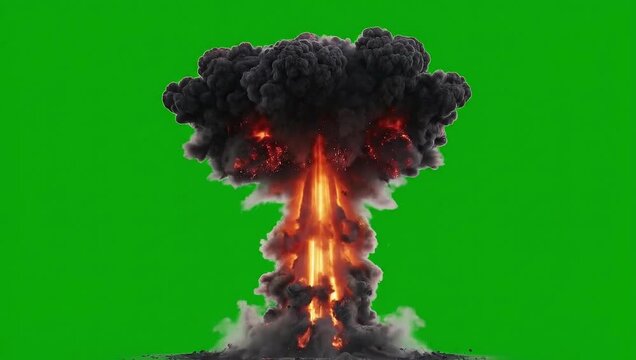 Dynamic Nuclear Explosion with Mushroom Cloud on Green Screen | VFX Compositing Effect