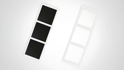 Three panels of black and white frames