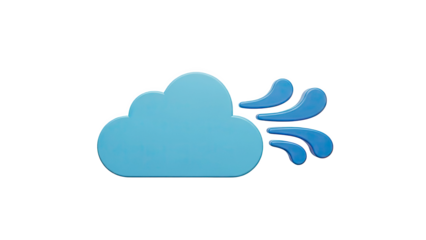 Blue Cloud with Wind Icon