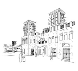 Al Fahidi Street. Historical district with museums, souks, and traditional Emirati architecture
