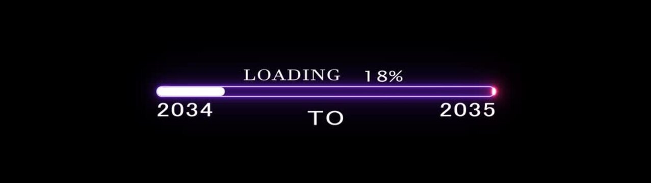 Futuristic Loading Progress Bar Animation with Neon Lights 2034 to 2035