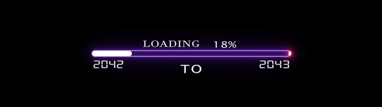 Futuristic Loading Bar Animation with Neon Lights 2042 to 2043 progress
