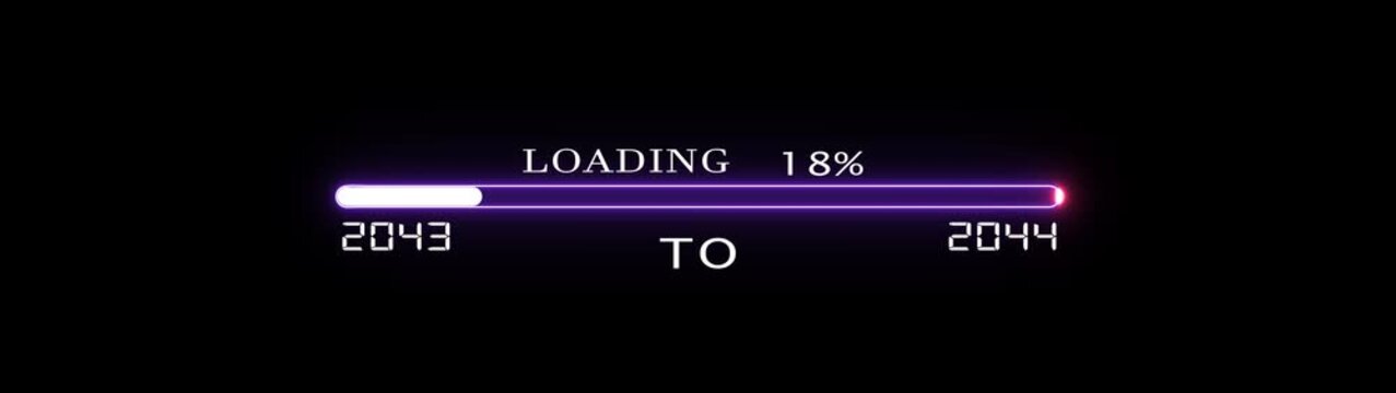 Futuristic Loading Animation Progress Bar 2043 to 2044 Neon Purple