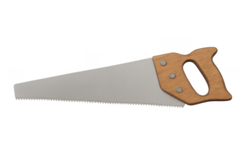 Hand saw with wood handle and steel blade