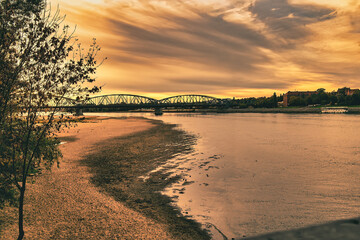rzeka, woda, sundown, krajobraz, noc, krajobraz miasta © Krzysztof  Jaworski