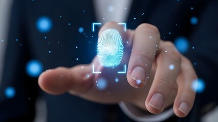 Secure Digital Authentication with Biometric Fingerprint Scan, Illustrating Advanced Technology for Future Access Control and Identity Verification