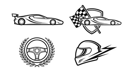 Black and White Racing Sport Elements Vector Collection © nizar