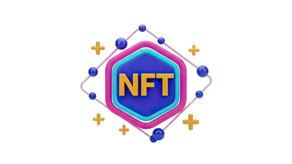 3D NFT Icon with Geometric Shapes and Plus Signs