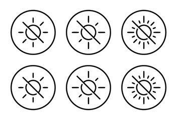 No brightness icon set symbol bright adjustment line design on white background illustration vector graphic element