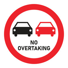 No overtaking road traffic prohibition sign with red border