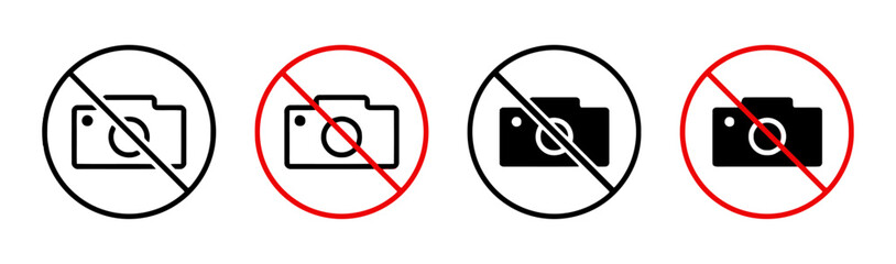 No Photography Forbidden Round Sign Isolated on White Symbol Indicates Ban of Photo Camera Stop Image Shoot Allowed in Place Circle with Slash Pictogram Vector