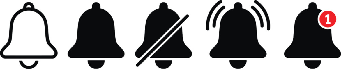 Notification bell icon collection in different states