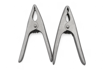 Two gray metal spring clamps tools