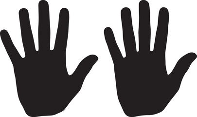 Obraz premium Handprint palm icons set black and white outline and solid shapes