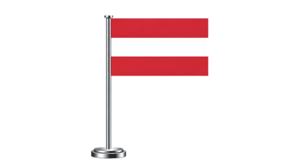 Austria flag on a small pole isolated on transparent background