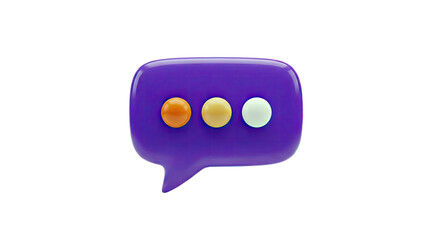 3D Purple Speech Bubble with Three Dots