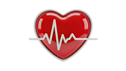 3D Red Heart with EKG Line