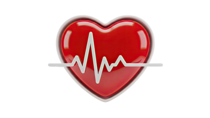 3D Red Heart with EKG Line