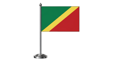 Republic of the congo flag on a small pole isolated on transparent background