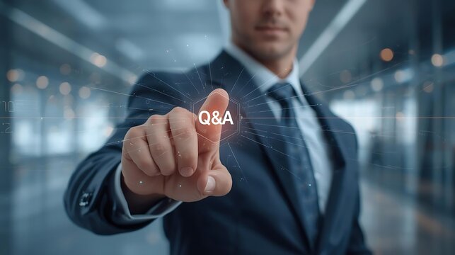 businessman touching virtual screen - Powered by Adobe