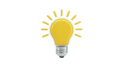 Bright Yellow Light Bulb with Rays of Light